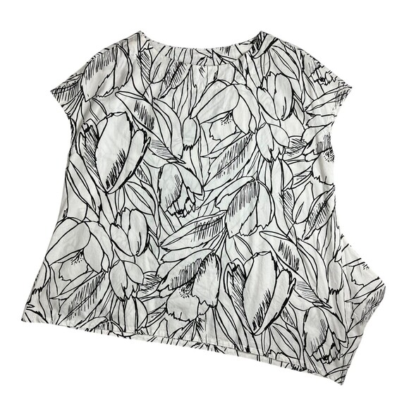 Br yn Bryn Walker Asymmetrical Black White Floral Oversized Top  Size S  Tunic - Picture 1 of 6